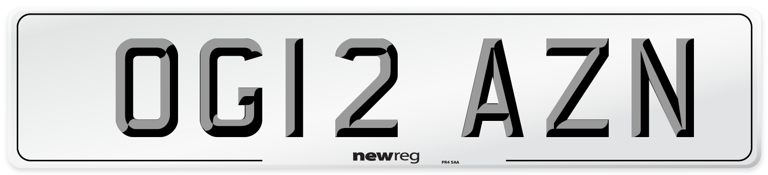 OG12 AZN Number Plate from New Reg